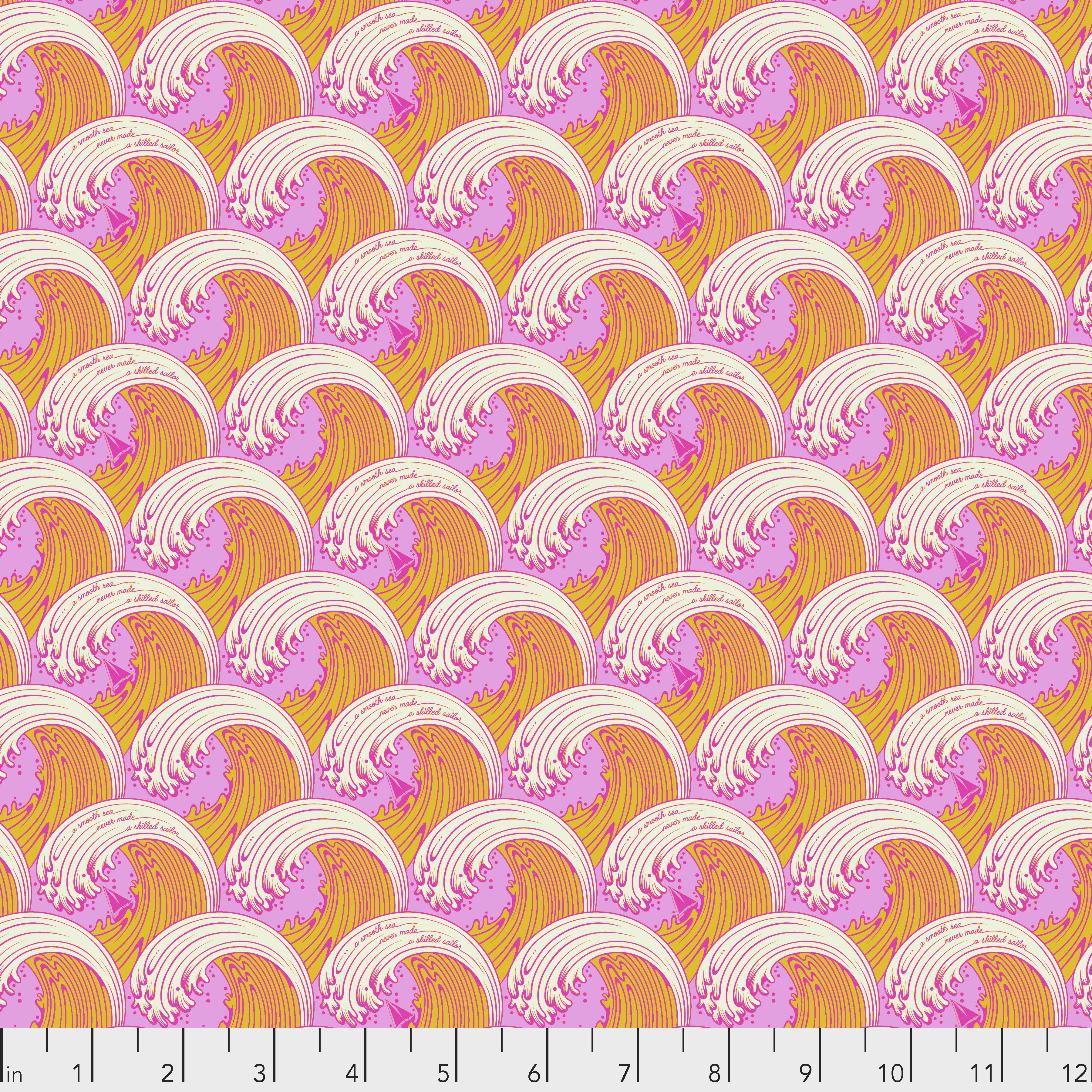 TULA PINK ZUMA FABRIC White Caps Glowfish YARDAGE