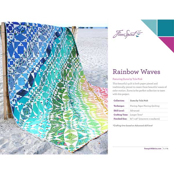 Tula Pink Rainbow Waves Quilt Kit Featuring Tula Pink Zuma