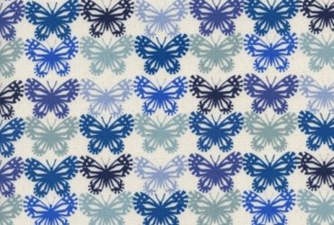 Butterflies in Blue Ribbon UNBLEACHED COTTON