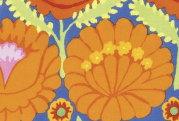 Kaffe Fassett Artisan Embroidered Flower Border Orange print